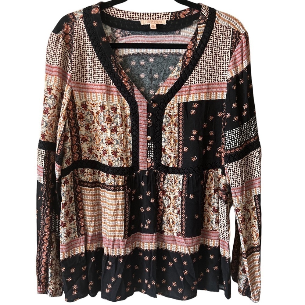 Gibson Latimer Boho Patchwork Blouse